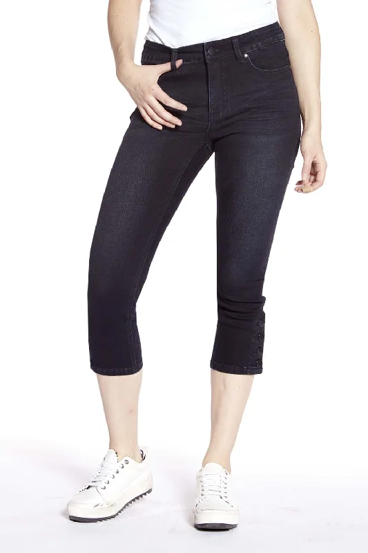 Elegant Design LUCY - 5-Pocket Capri - Blue Black Wash