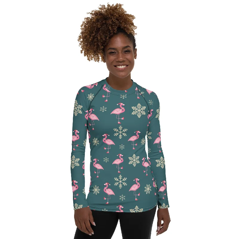 Trendy And Casual Festive Flamingos Rash Guard