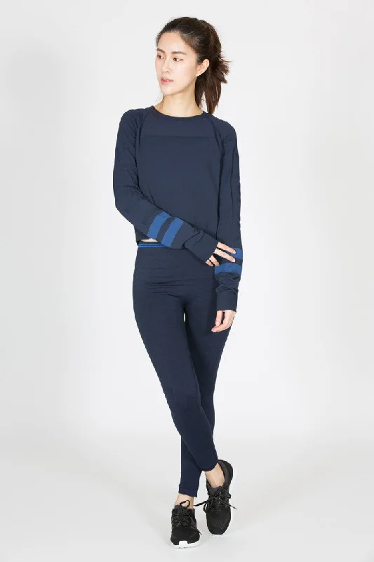 French Style Seven Eight - Navy Marl