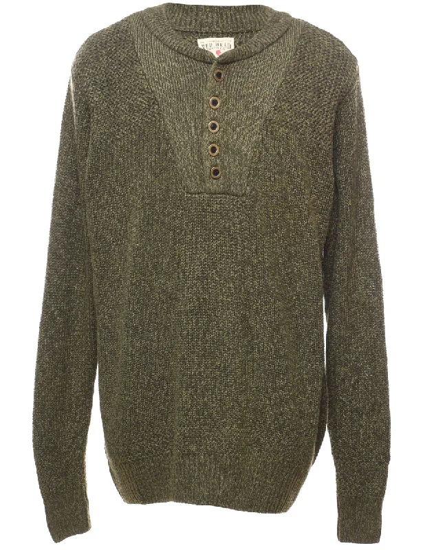 Sports Style RedHead Olive Green Jumper - M