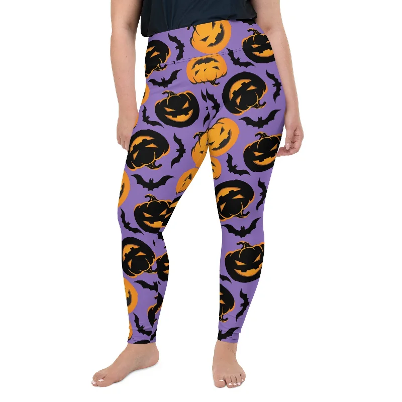 Street Fashion Bats and Jack O'Lanterns Plus Size Leggings