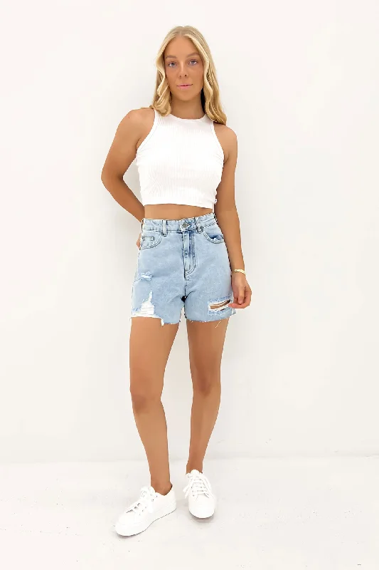 Cozy Chic Wear Kyia Short Destroyed Light Blue