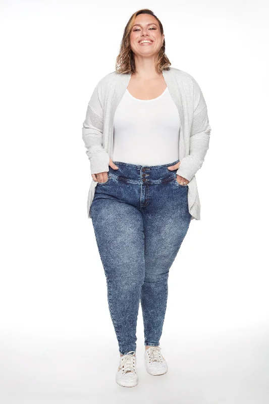 Autumn Selection MIA - High Rise Skinny PLUS - Dark Blue Acid Wash