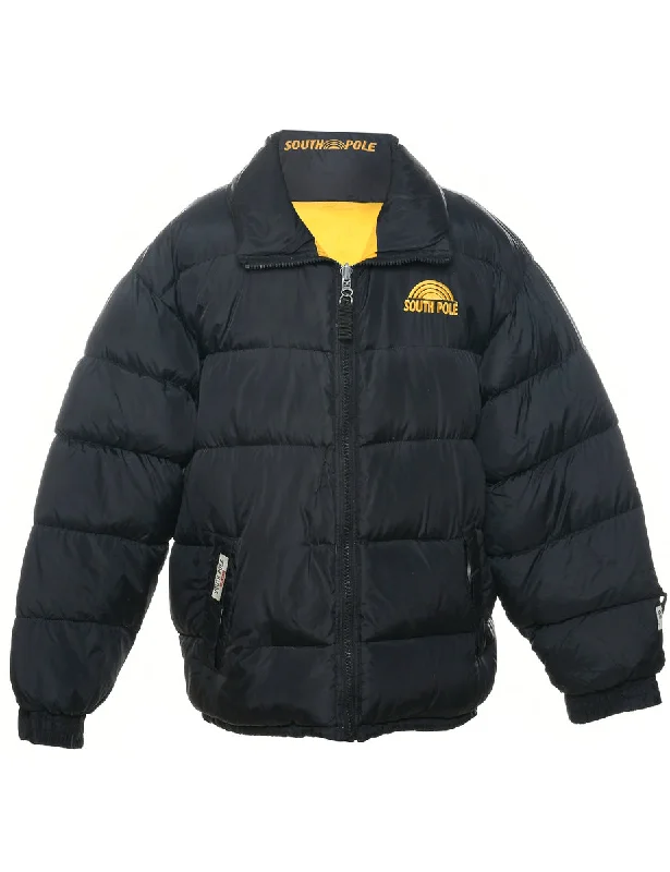 Sporty Elegance South Pole Dark Grey Puffer Jacket - L
