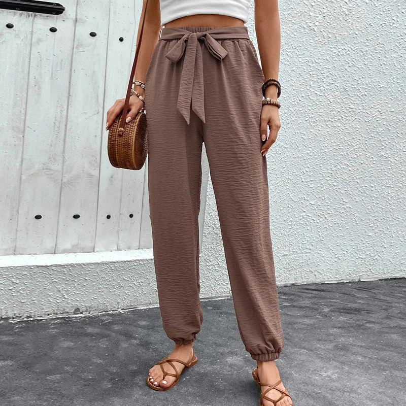Fashionable Prints Lace-up Trousers European And American High Waist Casual Jogger Pants Fashionable Prints Lace-up Trousers European And American High Waist Casual Jogger Pants