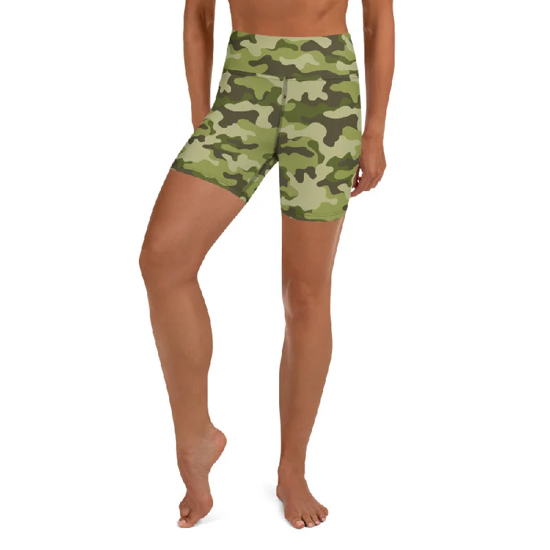 Exquisite Embroidery Classic Camo Yoga Shorts