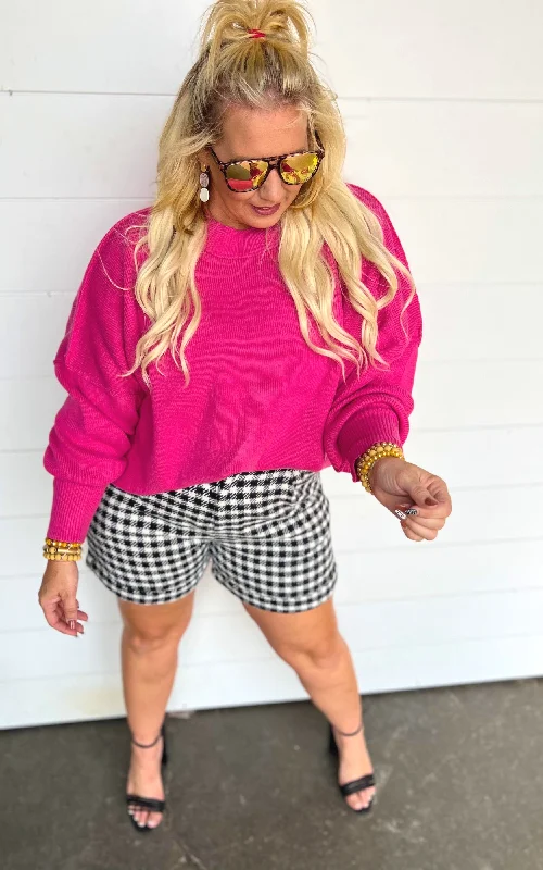 Energy Plan Gingham High Waist Woven Shorts - White Birch - Final Sale*