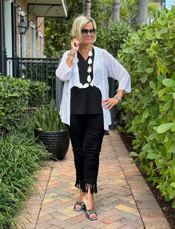 Versatile Comfort LULU-B BLACK FRINGE CAPRI