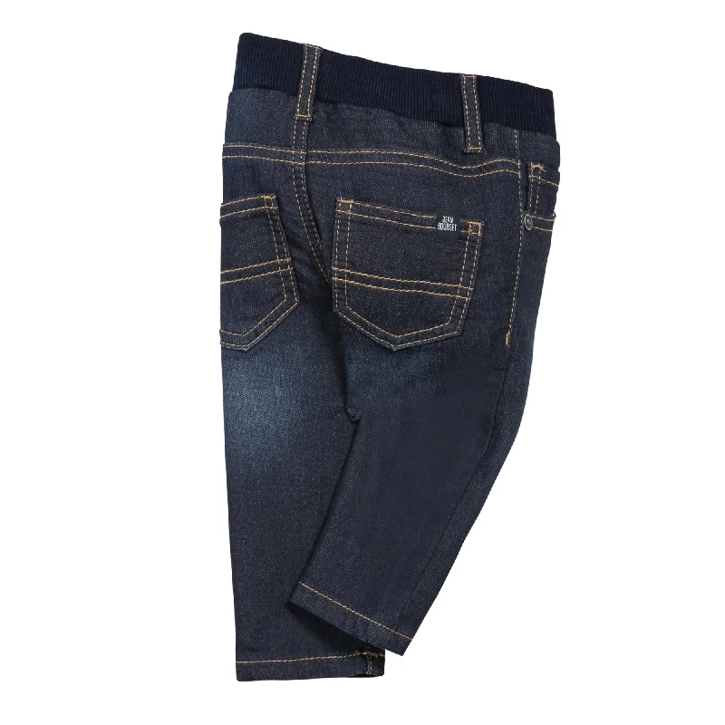 Free And Casual Jean Bourget Kids Baby Boys Slim Fit Fleece Jeans in Navy