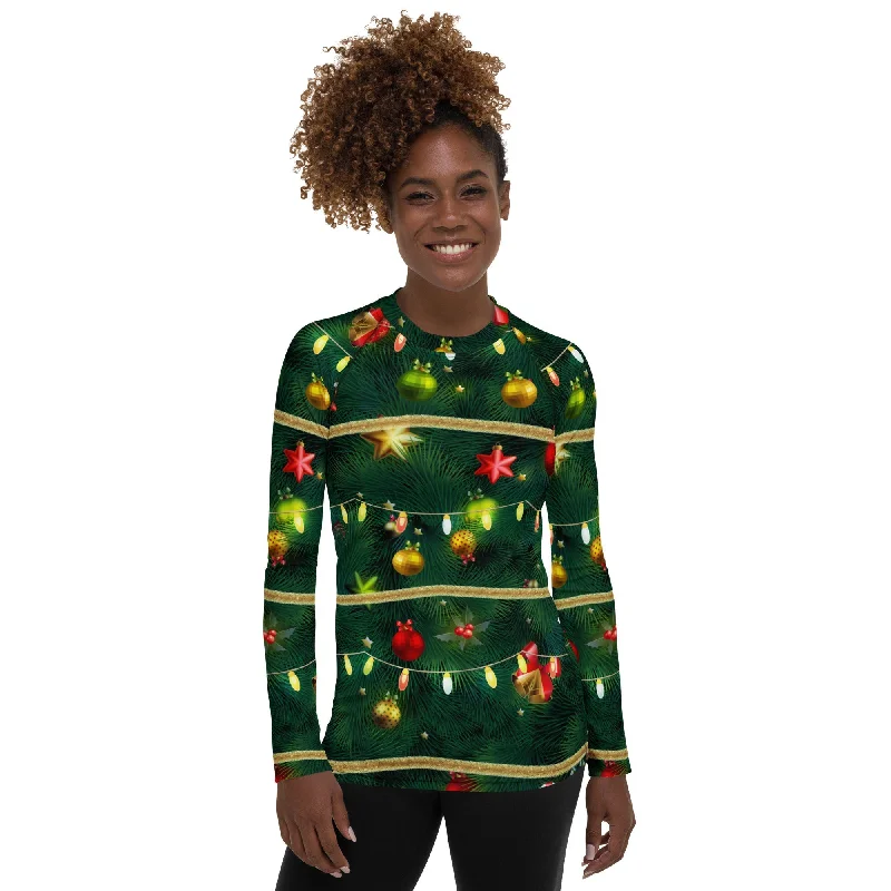 Classic Retro Christmas Tree Rash Guard