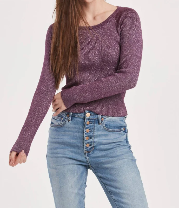 Elegant Style Holland Scoop Neck Sweater In Purple