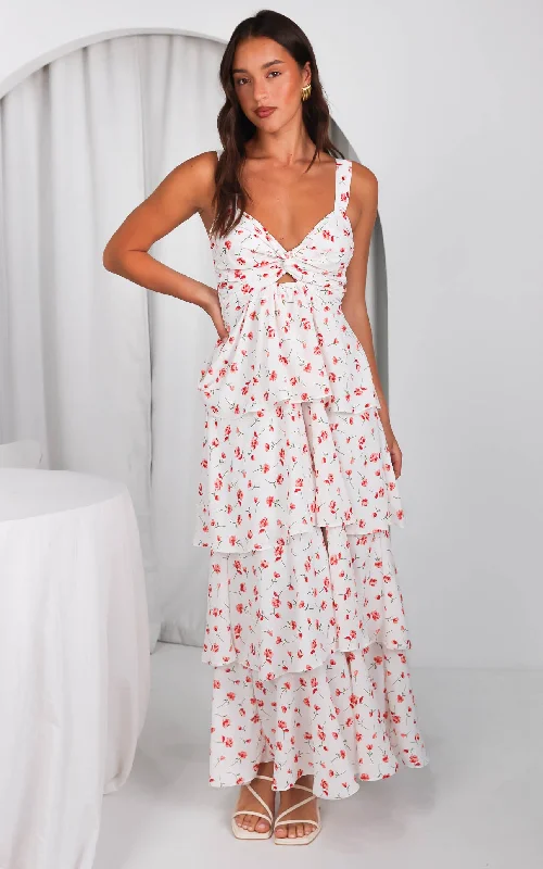 Simple And Comfortable Cherika Maxi Dress - White Floral