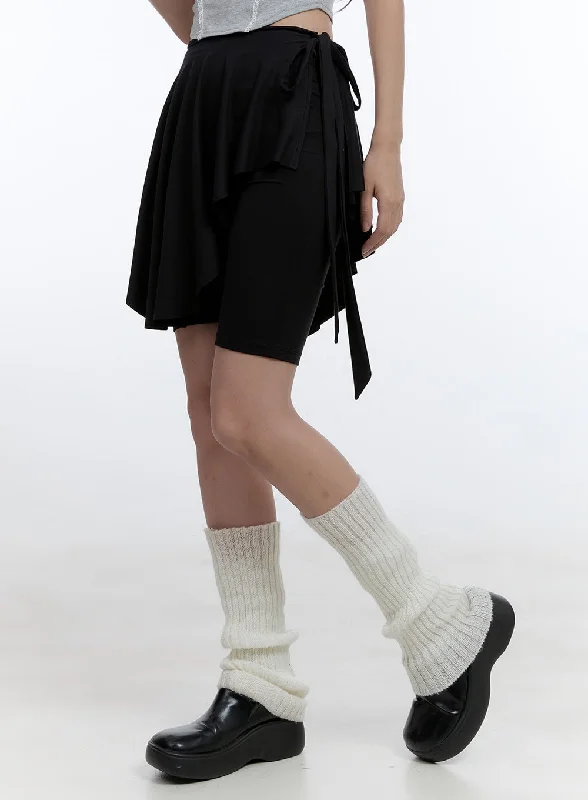 Elegant Wear Asymmetrical Wrap Solid Skort CG413