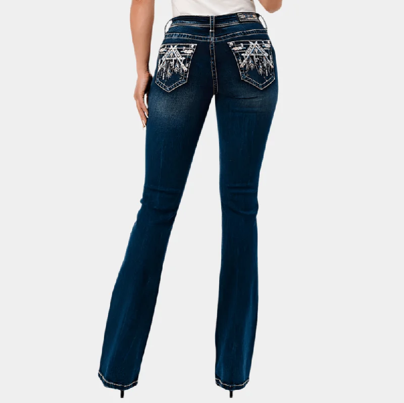 Body Design Grace In La Heavy Stitching Easy Fit Boot Cut Jeans