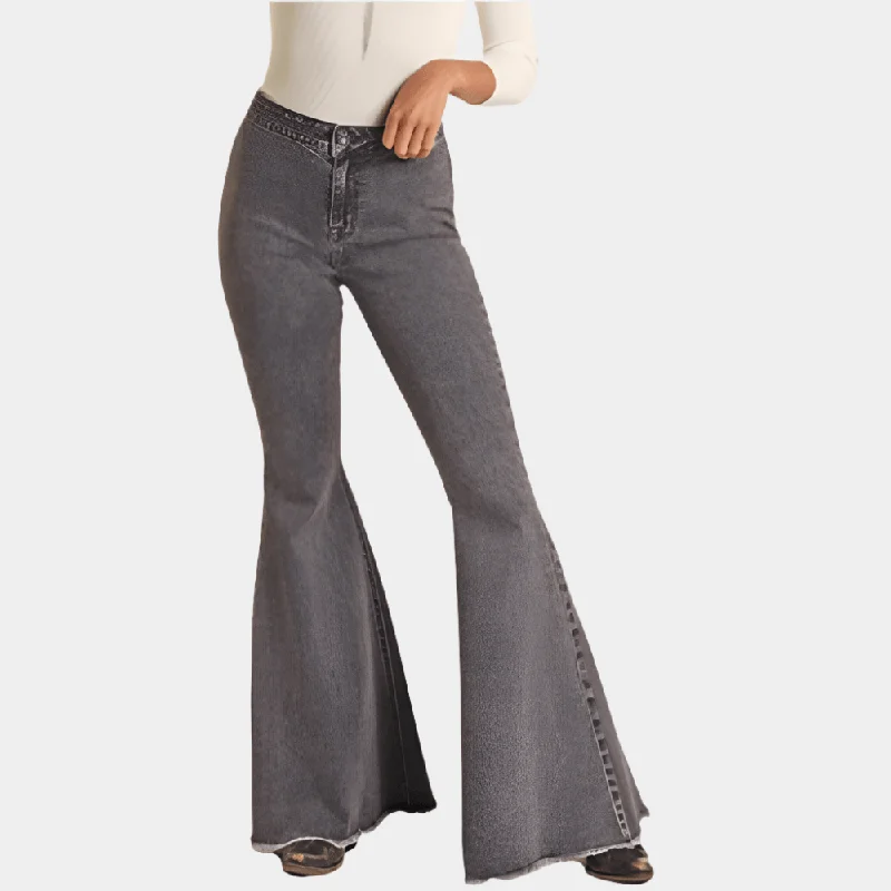 Elegant Comfort Rock and Roll Denim High Rise Bell Bottom Jeans