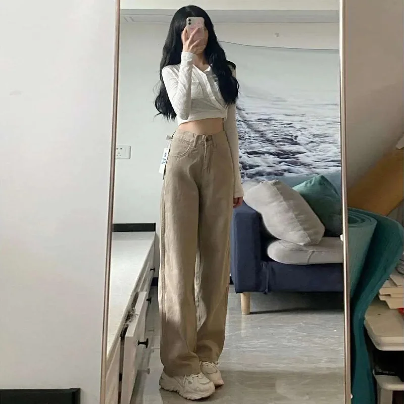 Warm And Comfortable High Waist Wide Leg Jeans Ins Retro Loose Straight Mopping Pants