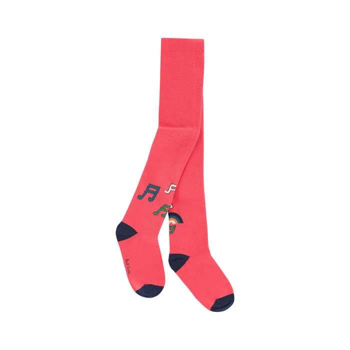 Printed Patterns Paul Smith Junior Kids Girl Music Notes Tights in Coral Pink