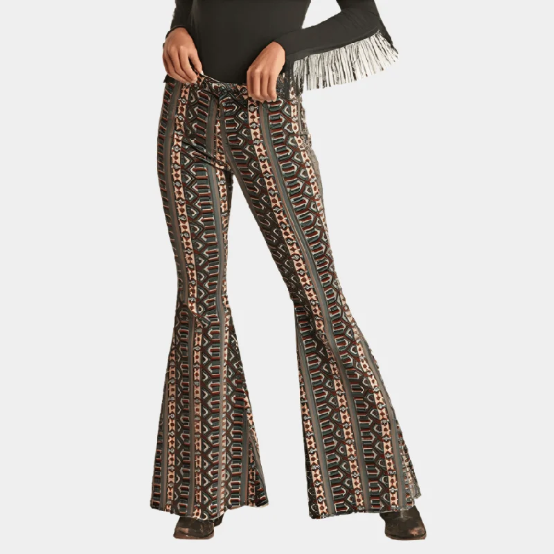 Editorial Design Multi Print Bell Bottom Jeans