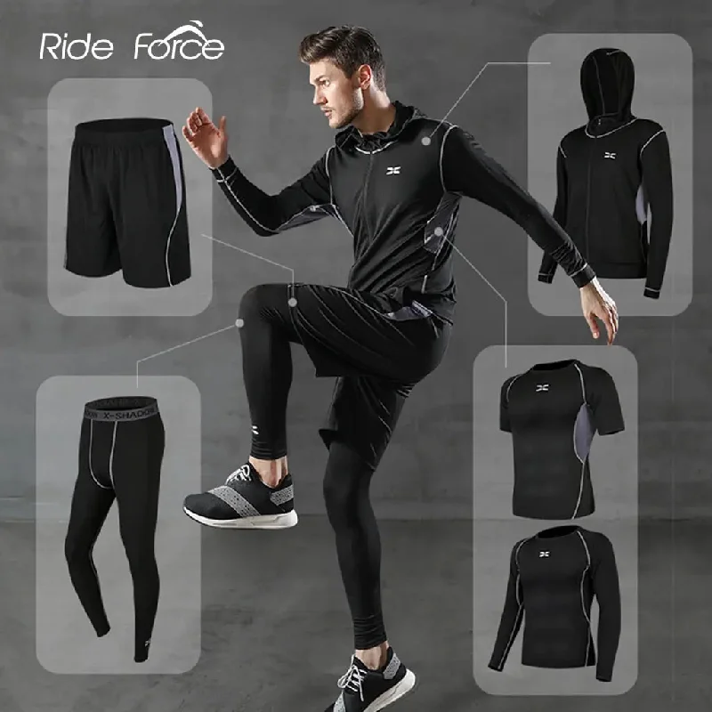 Trends 5 Pcs/Set Men's Tracksuit Gym Fitness Compression Sports Suit Clothes Running Jogging Sport Wear Exercise Workout Tights