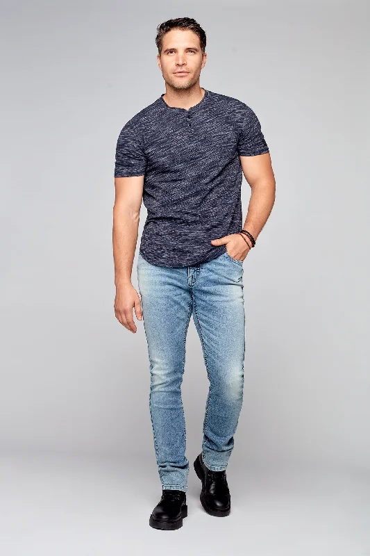 Layered Style FRANKIE (3035 Series) - 5 Pocket Straight Fit Jeans - Light Blue Wash