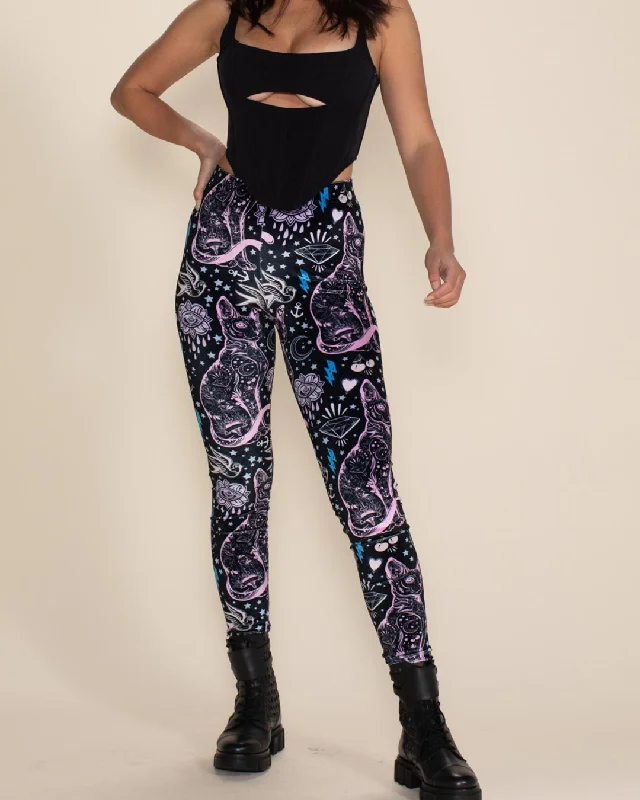 Trendy Wear Women's Velvet Leggings | Black and Pink Sailor Kitty