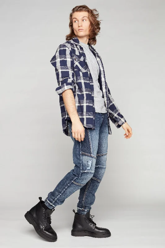Exclusive Customization HENDRIX - 5 Pocket  Moto Stitch Jogger - Vintage Medium Blue