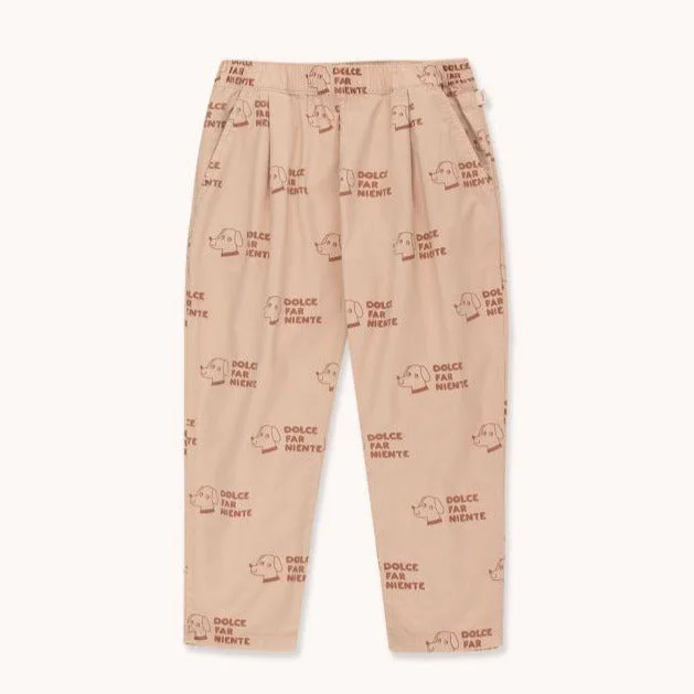 Fashionable And Versatile TINYCOTTONS Kids "DOGS" PLEATED PANT in light nude/cinnamon 154