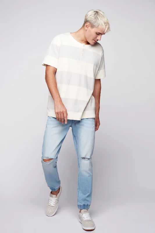 Breathable Style JAGGER - 5 Pocket Flex Denim Classic Jogger - Blue Stone Bleach