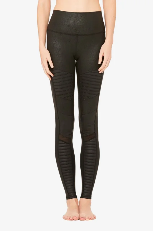 Body Design High-Waist Moto Legging - Black Performance Leather/BlkG