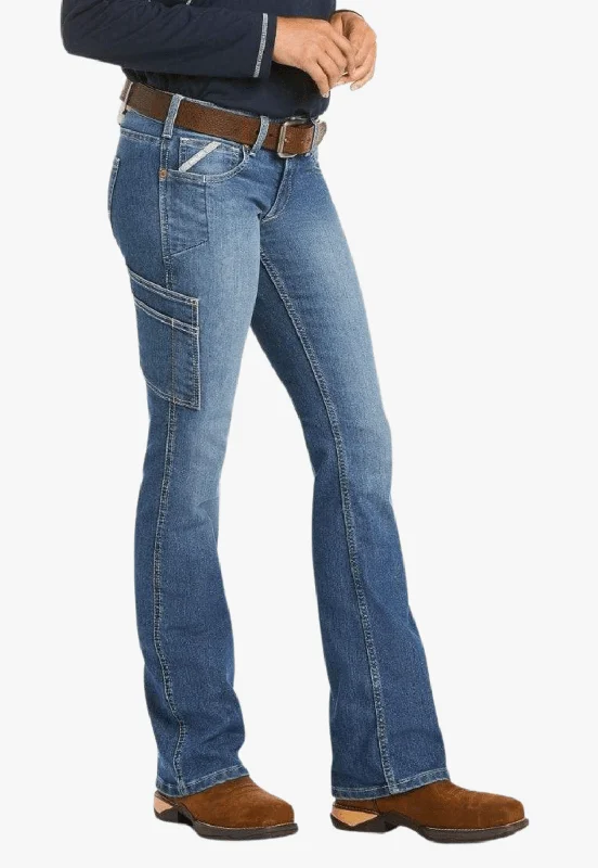 Exquisite Fabrics Ariat Womens Rebar Raven Mid Rise Straight Jean