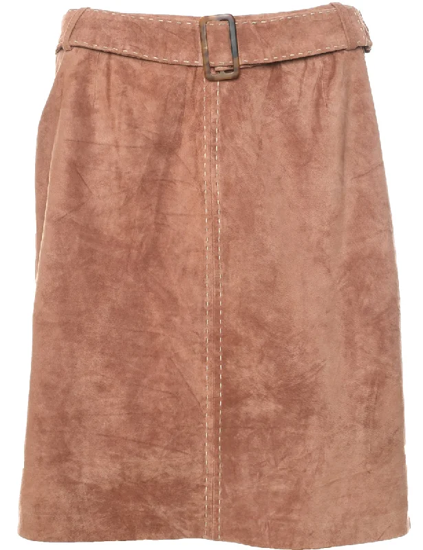 All-Day Wear Suede A-line Skirt - M