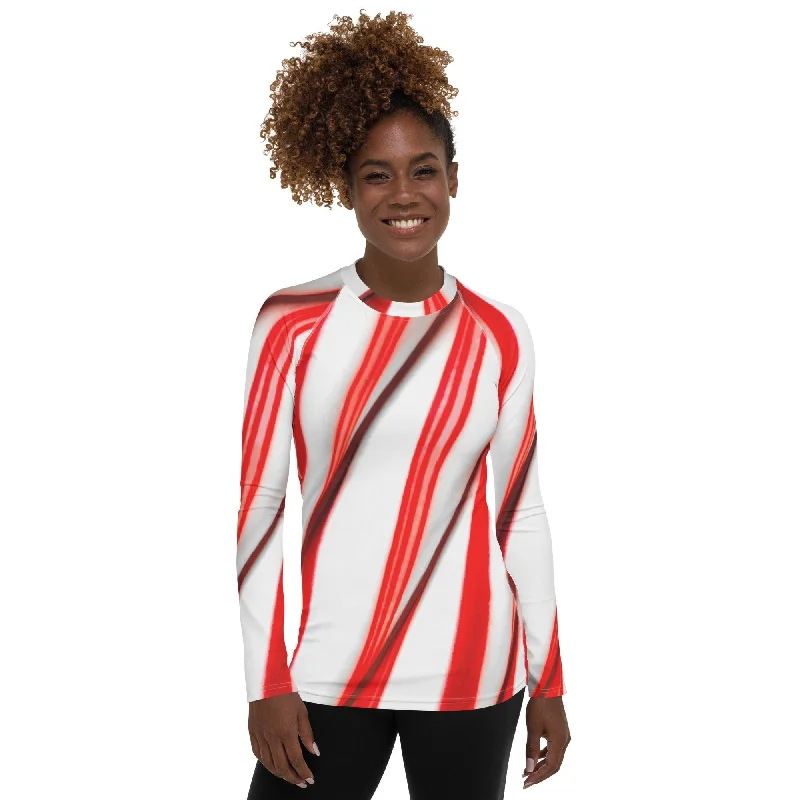 Sports Fashion 3D Candy Cane Rash Guard