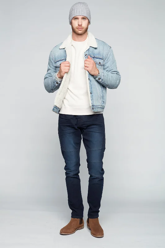 Breathable Design 5 Pocket Slim Fit Jeans - Blue Black Wash