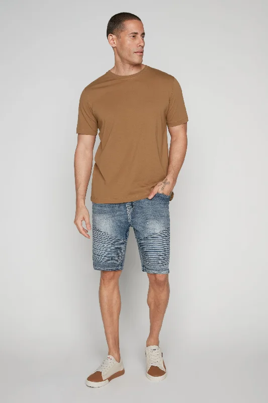 Versatile Itinerary PHOENIX - Mens Denim 5-Pocket Moto Short - Vintage Light Blue Wash