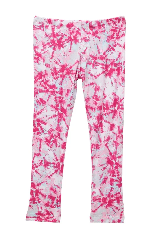 Comfortable And Casual Design History Kids Girls Tie Dye Leggings in Rainbow Pink