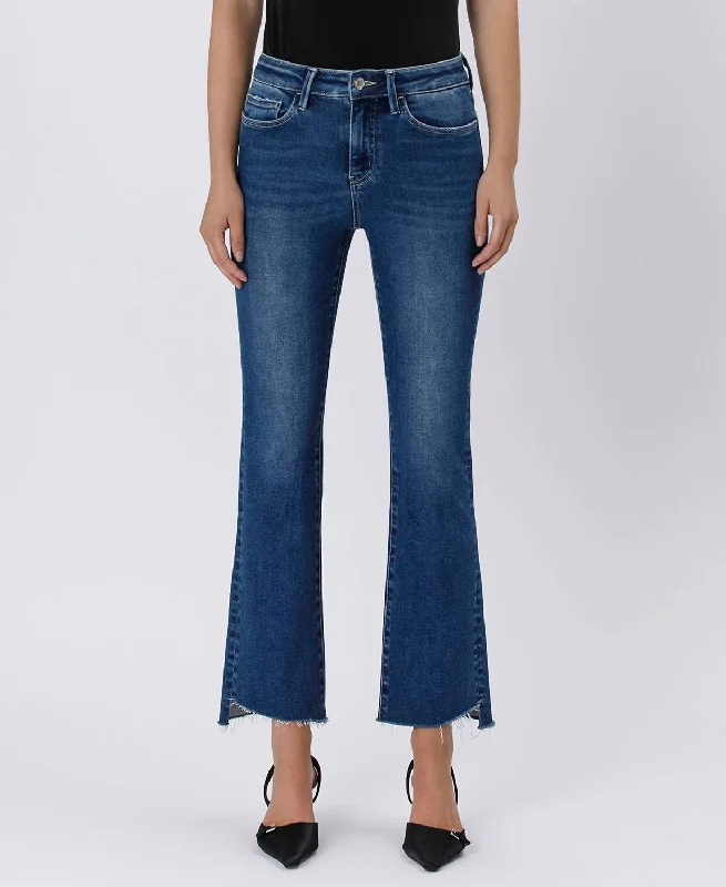 Luxury And Elegant High Rise Crop Raw Hem Bootcut Jeans In Love Craft