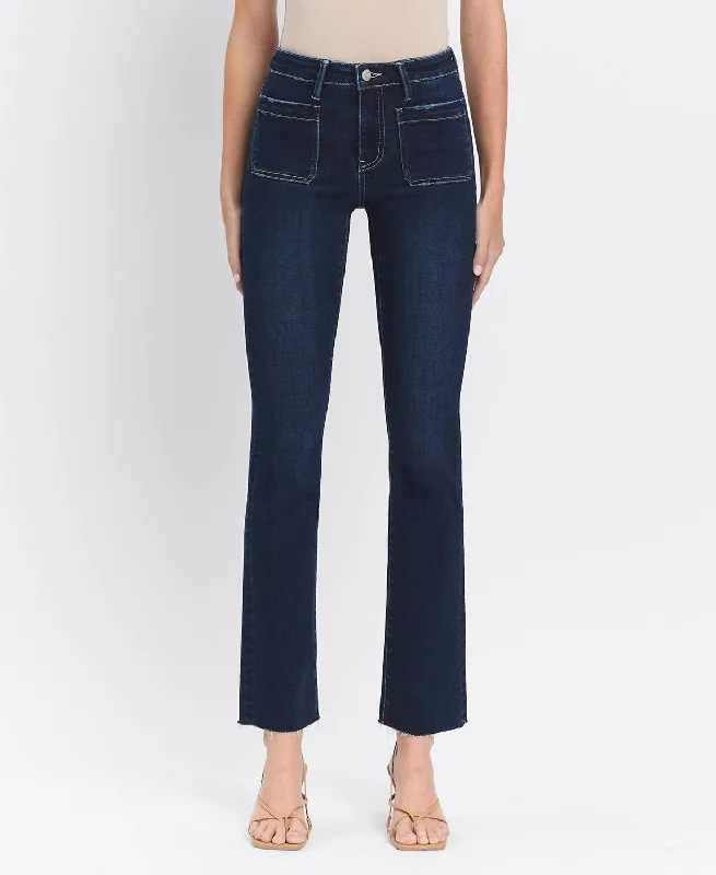 Elegant Design High Rise Mini Bootcut Jeans In Jubilant