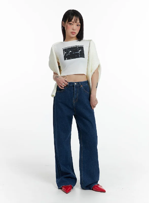 Spring Fashion Straight Fit Blue Jeans IF423