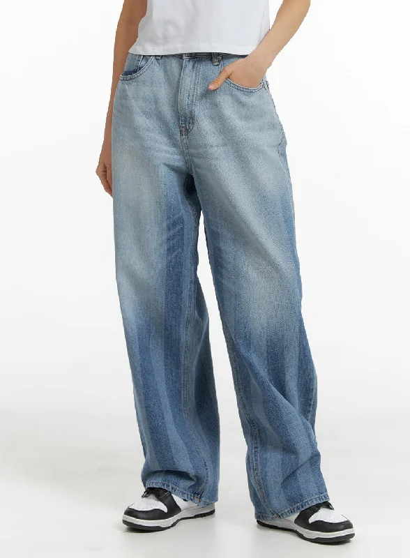 European And American Style Faded Striped Baggy Jeans CM407