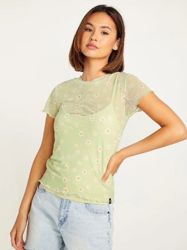 Fashionable And Versatile Cryptogram Short Sleeve Shirt - Sage