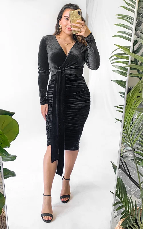 Outdoor Trend Martini Midi Dress - Black Velvet
