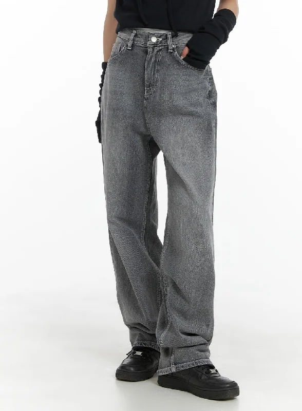 Loose Fit Light Washed Baggy Straight Jeans CM427