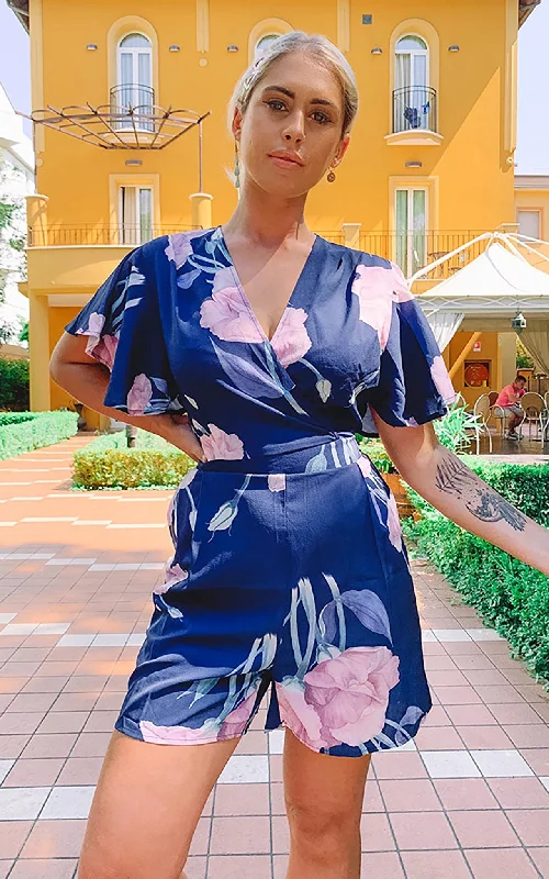 Fashion Selection Midnight Rose Playsuit - Navy Roses