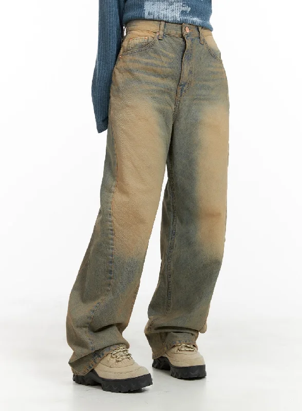 Casual Street Washed Wide Leg Jeans CM422