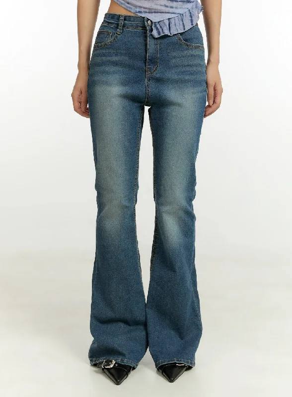 Breathable Design Basic Slim Fit Bootcut Jeans CU428