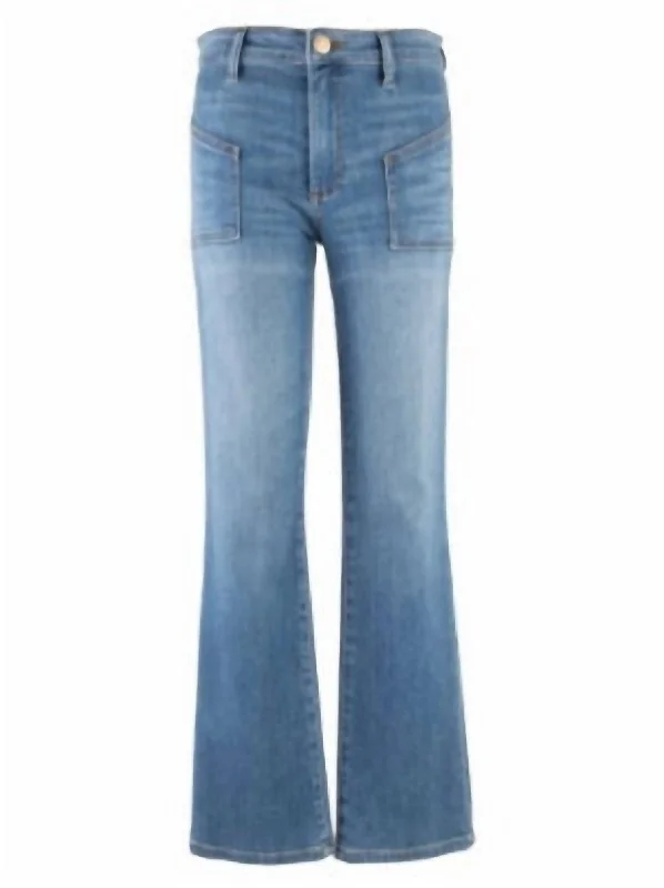 Elegant And Noble Kelsey High-Rise Ankle Flare Jeans In Blue