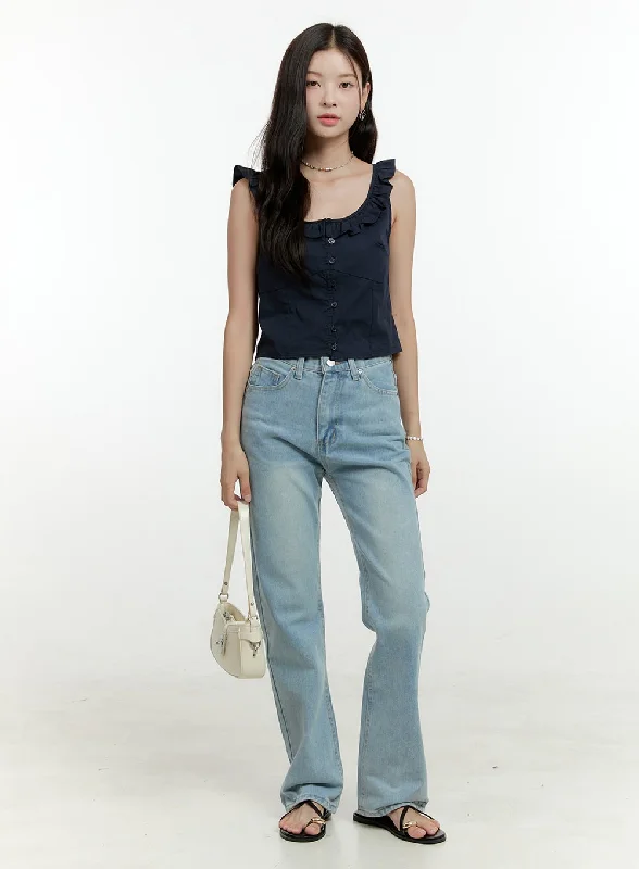 Light And Breathable Loose Fit Bootcut Jeans OL422
