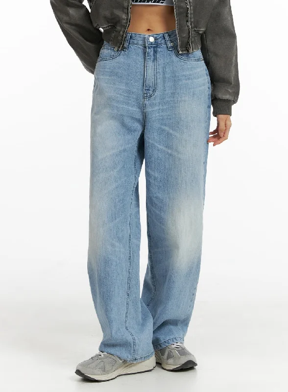 Ethnic Style Cotton Cloud Washed Straight Jeans CM407