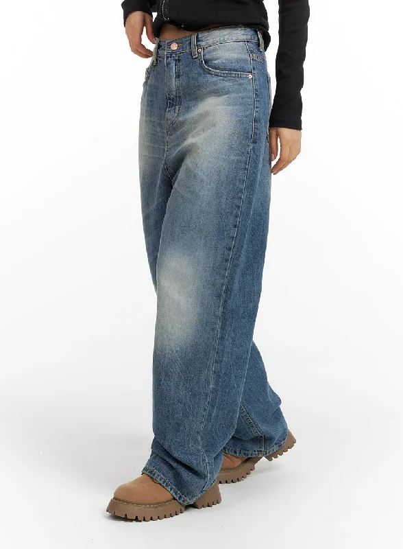 New Season Series Wide Washed Denim Jeans CF419