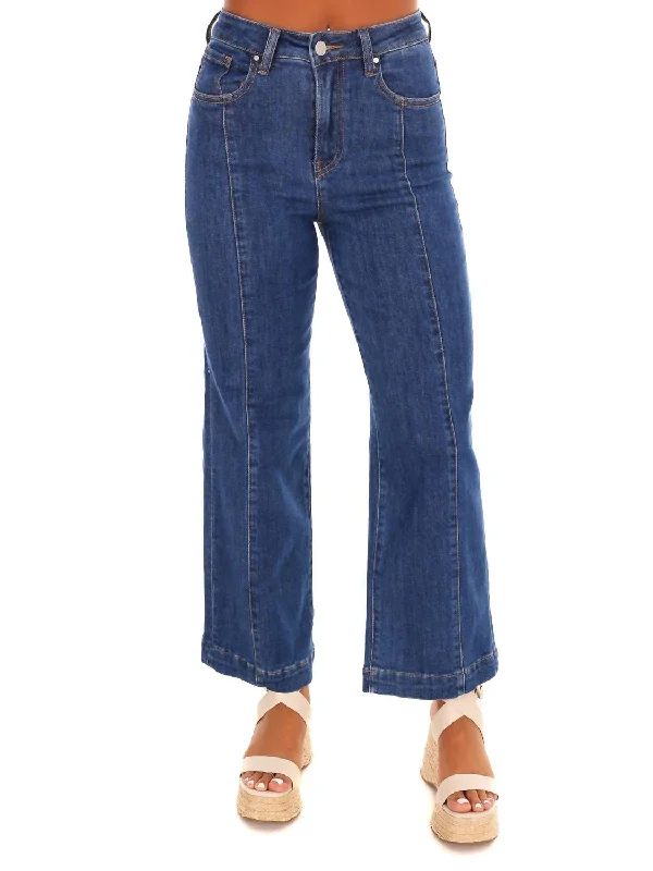 Lazy Home Close Call High Rise Wide Ankle Jeans In Medium